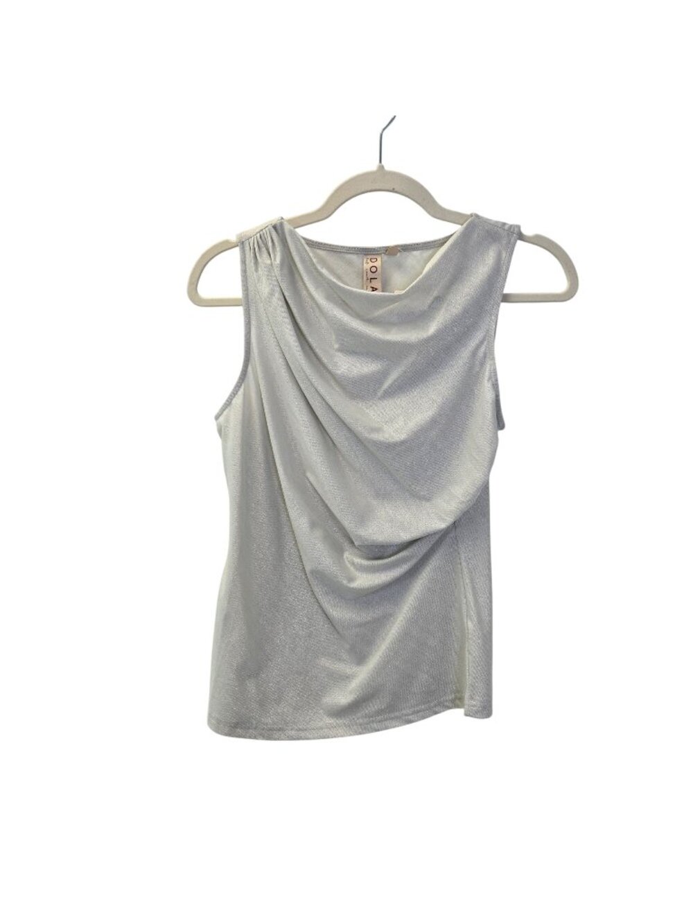NWT Anthropologie DOLAN Silver Shimmer Side Ruched Sleeveless Top Size XS